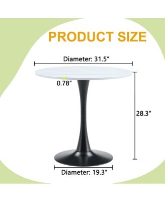  Round Dining Table, 31.5" Tulip Bistro Table for Kitchen, Living Room, Cafe