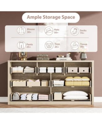 7 Drawer Dresser for Bedroom Wide Modern Chest of Drawers Large Wood Dresser Wooden Storage Organizer for Living Room Hallway Entryway