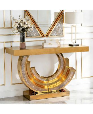 Crushed Diamond Mirrored Console Table