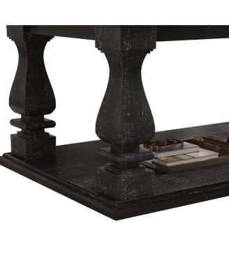 Streamdale Weathered Farmhouse Coffee Table, 47.24" Rustic Living Room Table with Storage Shelf.