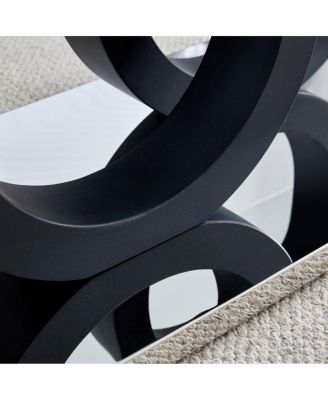 Modern Glass Top Coffee Table with Black Base - 47.2" L