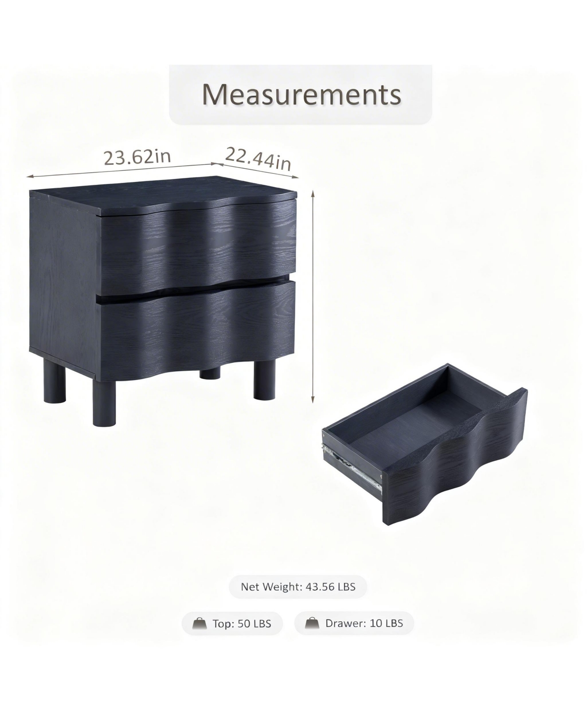 Yigii Wave Design Modern Nightstand