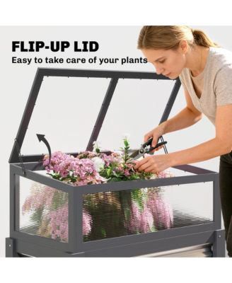 Raised Garden Bed with Flip-Up Mini house