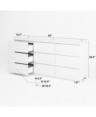  9-Drawer Modern Matte Wood Dresser for Bedroom & Living Areas