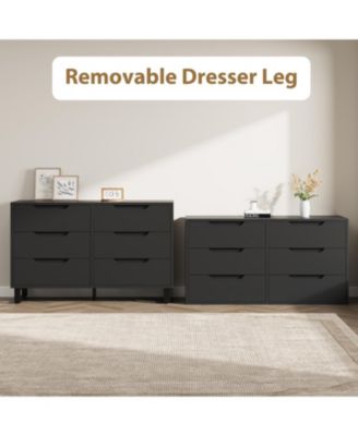 47.2" Wide 6 Drawer Dresser, Freestanding Wooden Storage Cabinet for Home