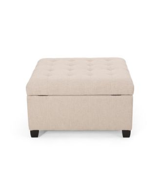 Upholstered Tufted Fabric Storage Ottoman