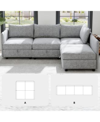 Modular Sectional Sofa with Storage and Sleeper Function