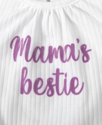 Baby Girls' Mamas Bestie Lettering Bodysuit, Leggings, Socks and Headband, 4-Piece Set