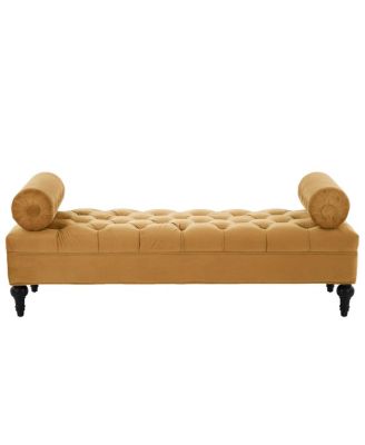Velvet Upholstered Bench with 2 Pillows for Bedroom, Living Room, Entryway