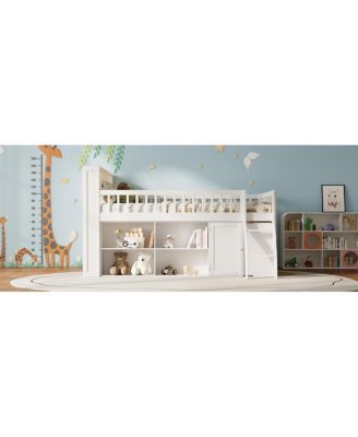 Loft Bed with Storage, Headboard with LED Light.