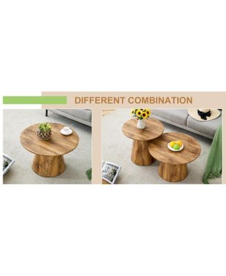 2 Piece Wood Veneer Nested Coffee Table Set
