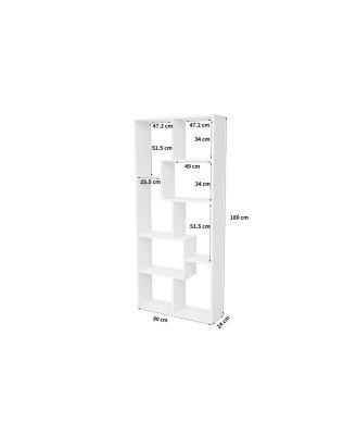 5 Tier Wood Asymmetrical Display Shelf & Bookcase