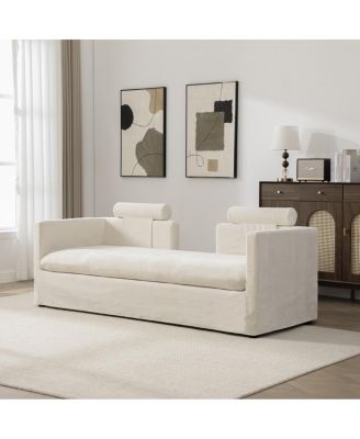  Chenille Double-Seater Sofa with Pillows