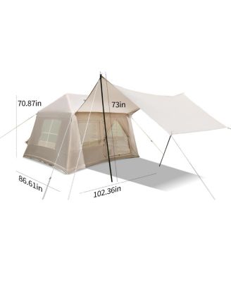 5.72m² Inflatable 4 Season Camping Tent with Stove Jack & Mesh Windows