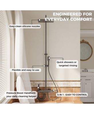 3-Spray Shower Faucet 2.5 GPM with Piano Button Diverter, Hand Shower and LED Temperature Display