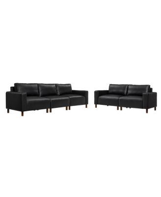 Luxury Two Pieces Sofa & Loveseat, Faux Leather Couch