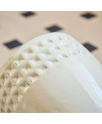  Handmade Ceramic Flower Pot Set of 3, Diamond Pattern, 15/12/9 Inch Diameter