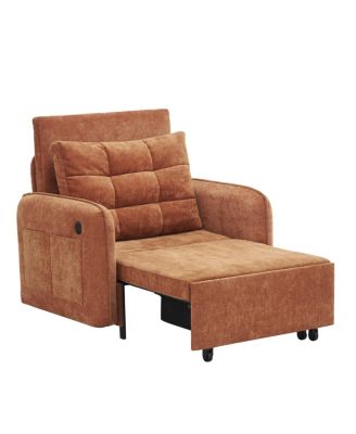 3-in-1 Sleeper Chair Bed, 80" Extra Long Pull Out Sofa with USB Charging & Storage