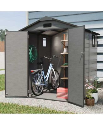 6x6 FT Plastic Outdoor Storage Shed - Lockable Resin Tool Shed