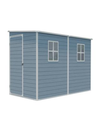 4x8ft Outdoor Resin Storage Shed with Two-Window, Waterproof, Lockable Doors