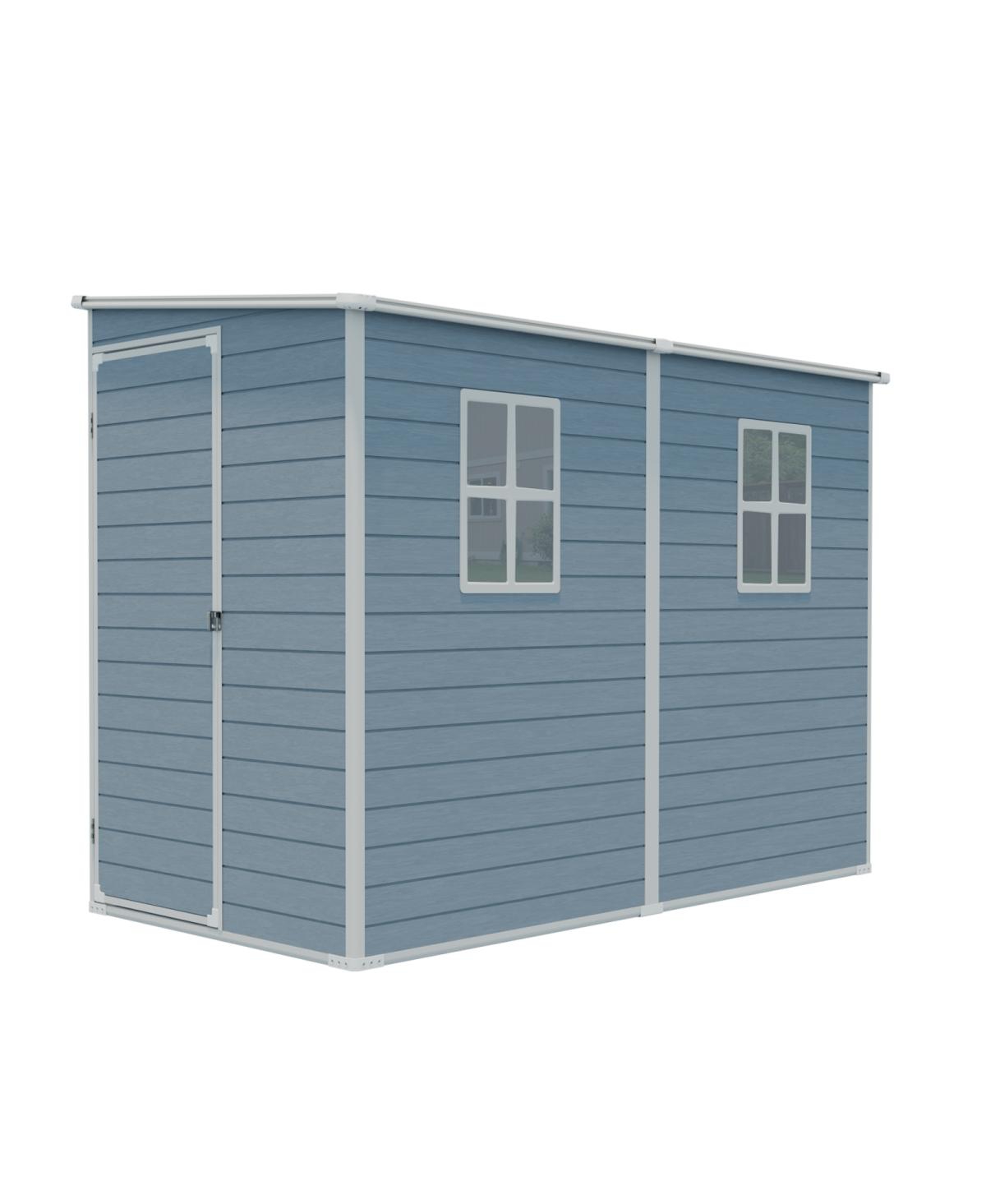 Streamdale Furniture 4x8ft Outdoor Resin Storage Shed with Two-Window, Waterproof, Lockable Doors
