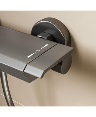 1-Spray Adjustable Height Shower Faucet 2.5 GPM with Piano Button Control and Aluminum Valve