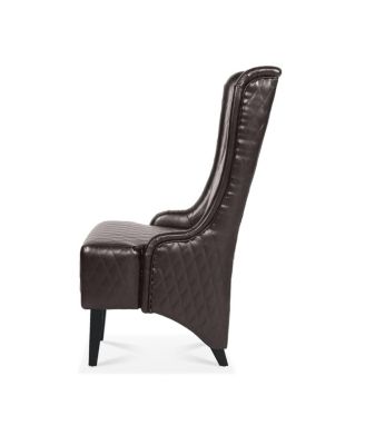 Faux Leather High-Back Accent Chair, Modern Side Chair for Living Room, Bedroom