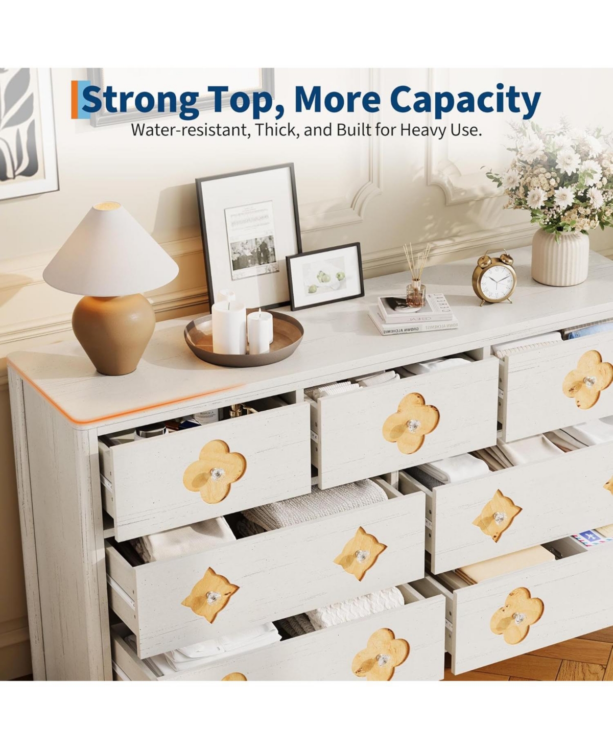 gaomon 7 Drawer Dresser for Bedroom, 54'' Wide Dresser, Chest of Drawers, Wooden Chest with Clothes Storage Cabinet, Decorative Drawer Front Organizer