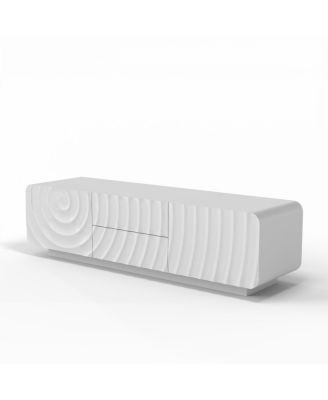 58" TV Console with Spiral Wave Design, Storage Cabinet & 2 Drawers