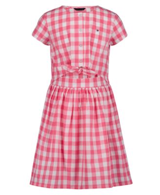Girls' 7-16 Gingham Round Neck Dress