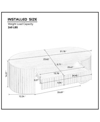 Oval Wood Coffee Table with Drawer