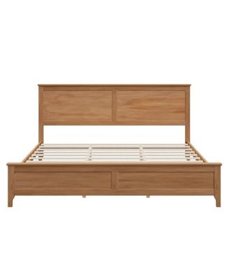 Modern Solid Wood King Size Platform Bed with Slats Support, No Box Spring Needed, Seadrift