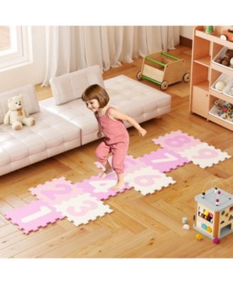 9-Piece Interlocking Foam Puzzle Floor Mat with Marker Discs