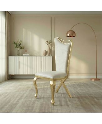 Gorgeous Streamlined white PU stainless steel dining chair, set of 2