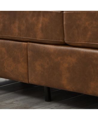Modern Faux Leather 3-Seater & Loveseat Sofa with Storage