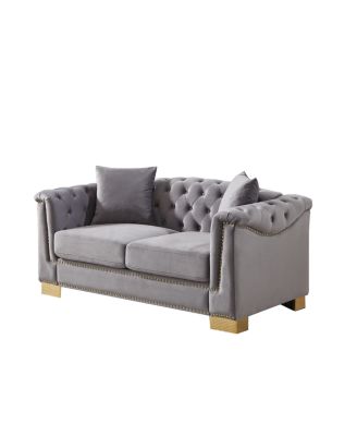 62" Velvet Chesterfield Sofa, Classic Modern Two Seater