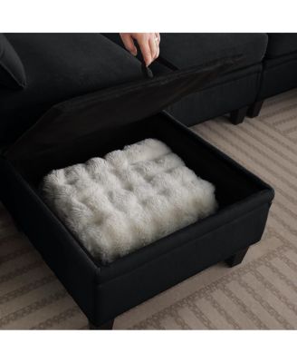 Streamdale 85" Chenille Modular Sectional Sofa w/ Storage Ottoman