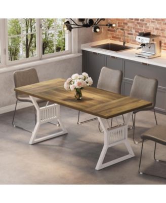 Streamdale Furniture 70.8 Inch Dining Table 4-6 Person Kitchen Table with Heavy Duty Metal Legs Farmhouse Dining Room Table for Kitchen Living Room