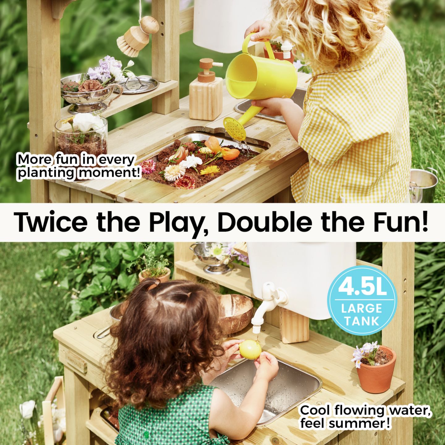 Детская игрушка Tiny Land Mud Kitchen - DuoPlay Outdoor Play Kitchen for Kids — фото 6