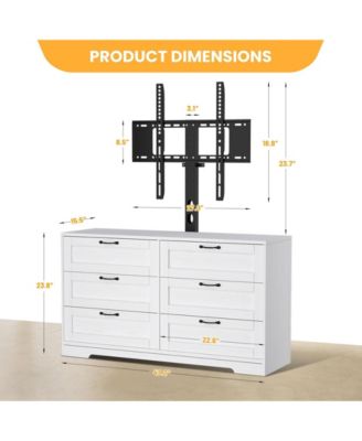 Entertainment Center with Mount: TV Stand Features 6 Drawers, Height-Adjustable Mount for 32/45/55/65/75/80 Inch TVs