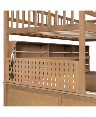 Streamdale Twin XL over Queen Bunk Bed with Shelving, Lights & Pegboard