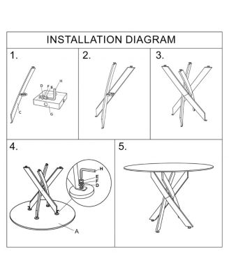 Round Dining Table, 35.5" Glass Dining Table with Gold Legs