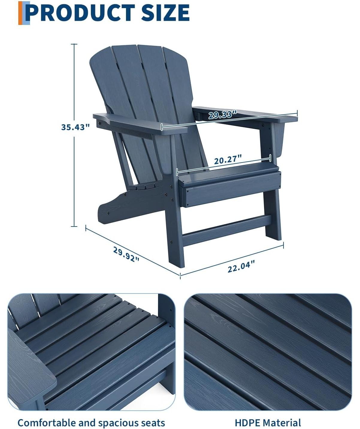 gaomon Modern Hdpe Plastic Adirondack Chair Set of