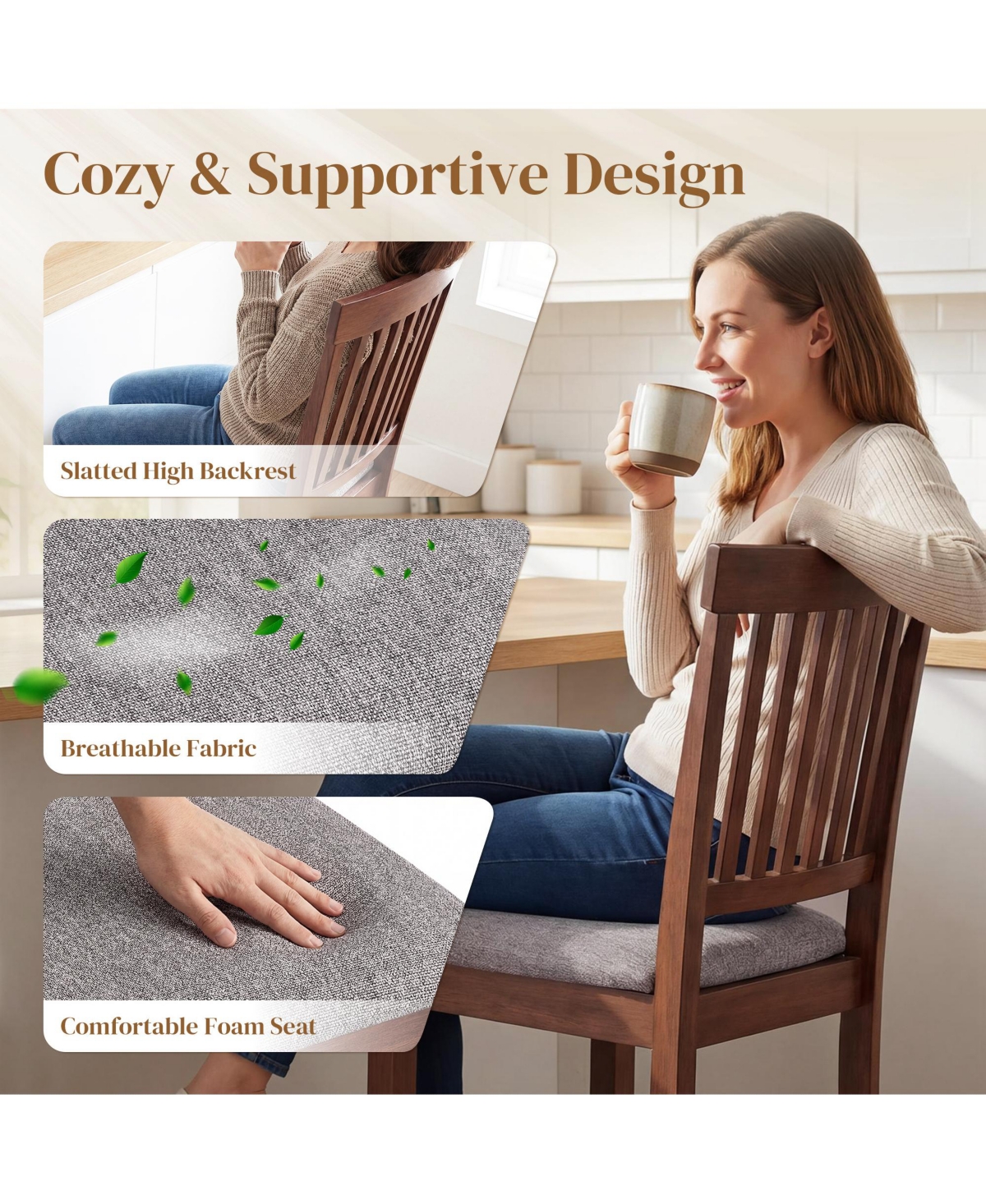 Homcom Bar Stools Set of 2, Modern Upholste Barstools