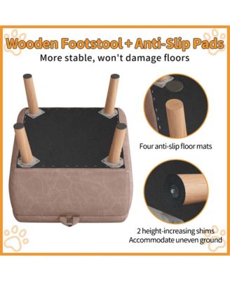 Foldable 2-in-1 Dog Stairs & Ramp, Wooden Pet Steps for Couch and Bed