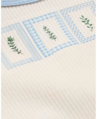Baby Boys Ribbed Cotton-Blend Embroidered Footie