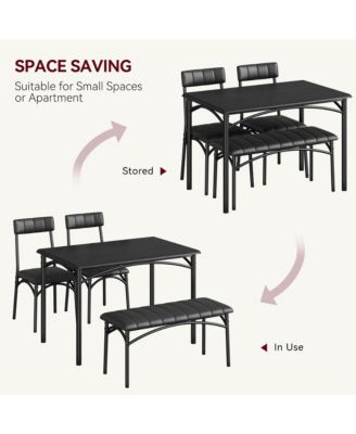4 Piece Rustic Upholstered Dining Set – Table, Chairs & Bench