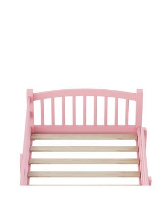 Twin Montessori Floor Bed with Slats, Safety Guardrails, Solid Wood