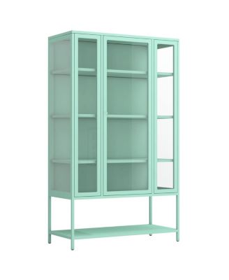 Iron Display Cabinet with Glass Door and LED Lights