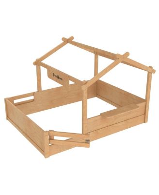 Full Size Floor Bed with Guardrails, Roof, Tray & Signboard